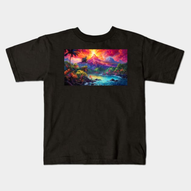 Volcano Kids T-Shirt by Phatpuppy Art